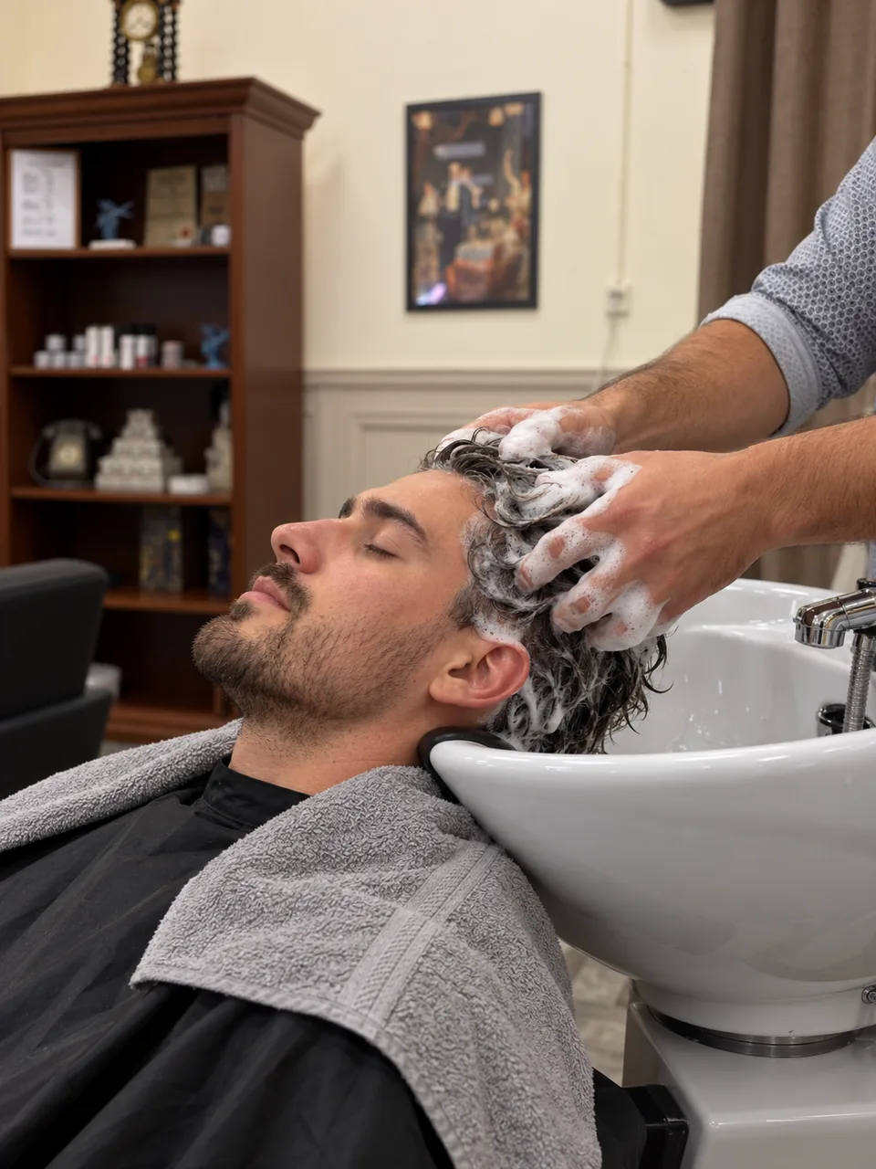 Illustrative photo: Hair being shampooed over a salon basin